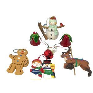 6 Assorted Christmas Ornaments Vintage to Now Resin Ceramic Metal